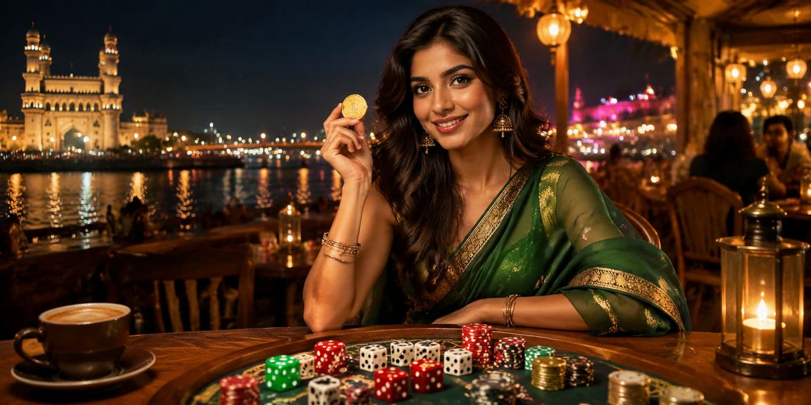 Indian woman playing dice game on mobile